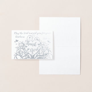 Silver Foil Swirl Tree Thank You Bible Verse Card