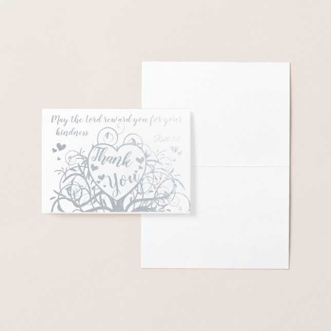 Silver Foil Swirl Tree Thank You Bible Verse Foil Card (Display)