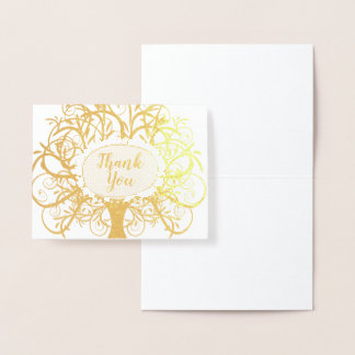 Silver Foil Swirl Tree Thank You Card