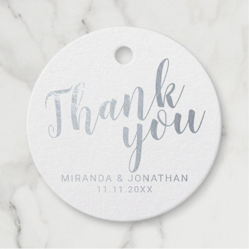 Silver Foil Thank You Elegant Wedding Foil Favor Tags