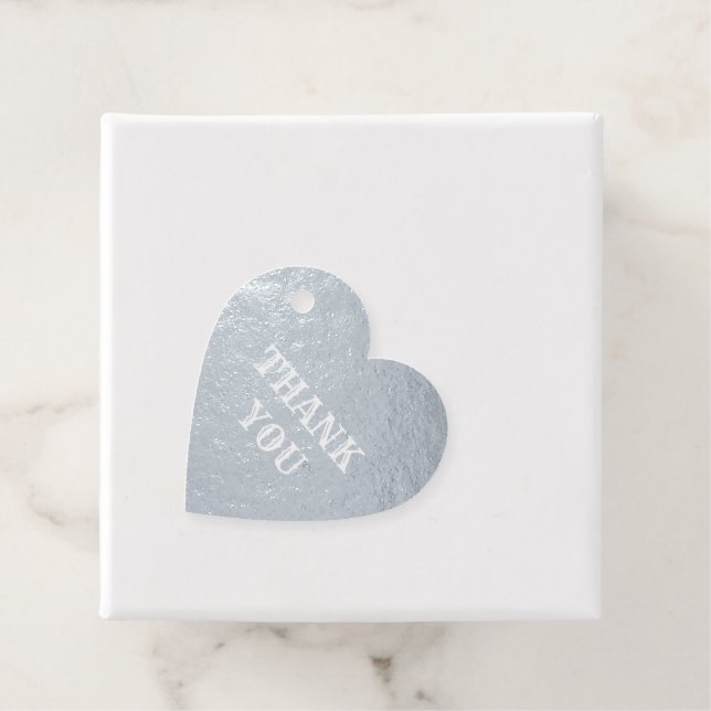 Silver Foil Thank You Wedding Couple Add Name Favor Tags (With Box)