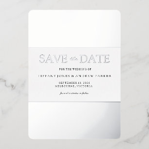 Silver Foil Trendy Modern Wedding Save The Date  Invitation