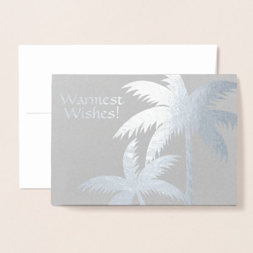 SILVER FOIL TROPICAL PALM TREE CHRISTMAS CARD