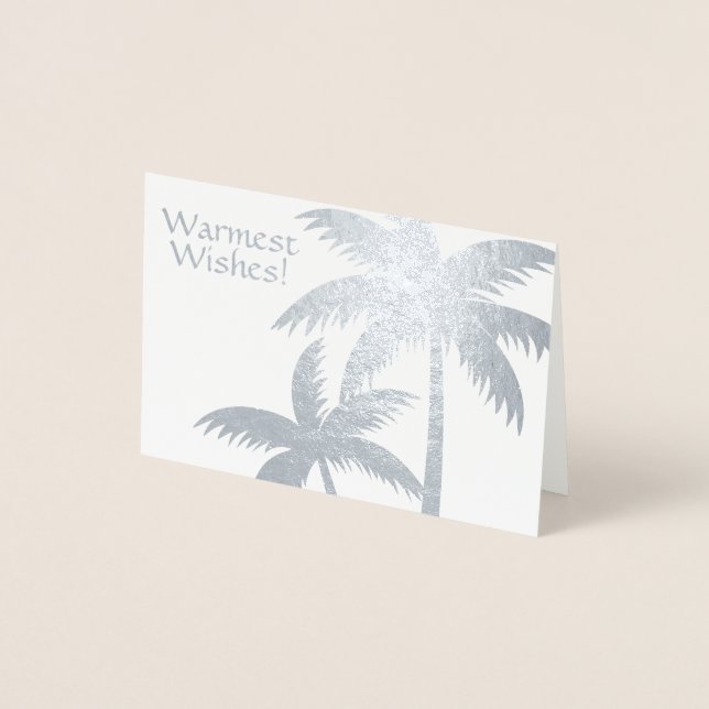 SILVER FOIL TROPICAL PALM TREE CHRISTMAS CARD MINI (Front)