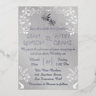 Silver Foil Vintage Silver-White Ornamental Border Foil Invitation