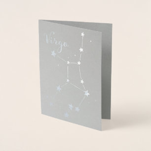 Silver Foil Virgo Zodiac Constellation Card