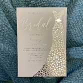 Golden Dress Foil Silhouette Bridal Shower Gold Invitation | Zazzle