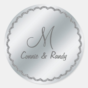 Silver Foil Wedding Monogram Sticker