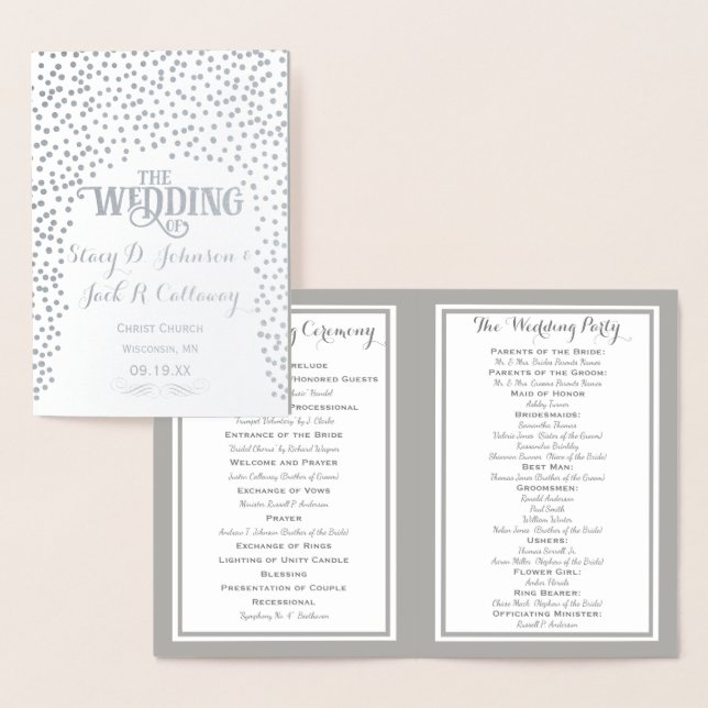 Silver Foil WEDDING PROGRAM Confetti (Display)