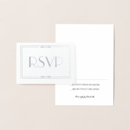 Silver Foil  Wedding RSVP Card