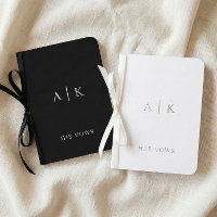 Silver Foil Wedding Vow Book Set Monogram His Her