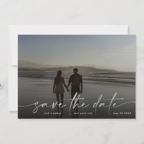 Silver Foil White Gray Modern Photo Ultimate Save The Date