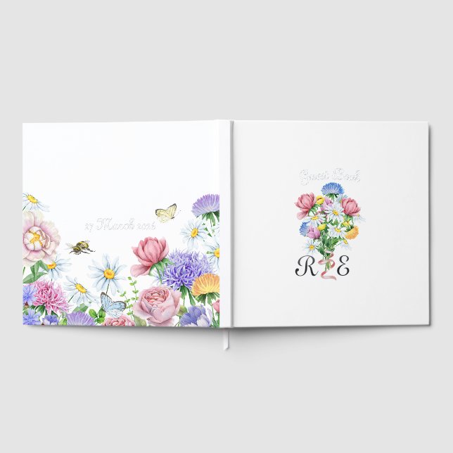 Silver Foil Wildflower Garden Wedding Spring Flora Foil Guest Book (Full)