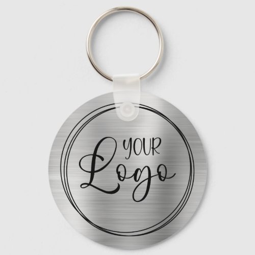 Silver Foil Your Business Logo Here Keychain