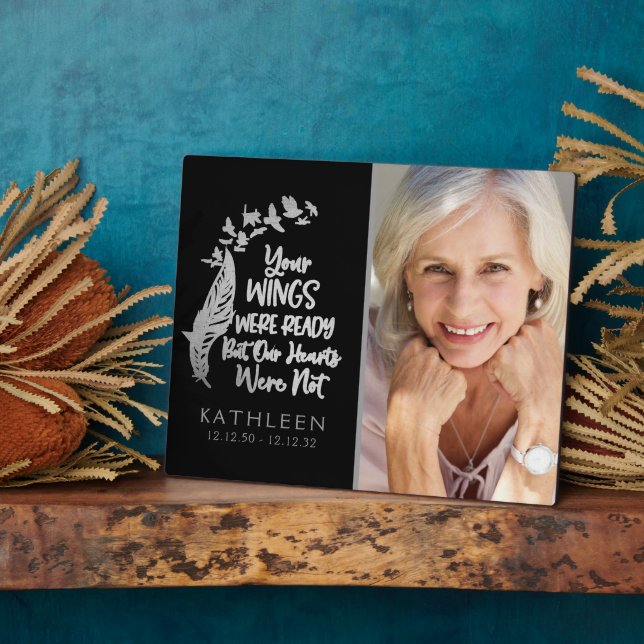 Silver Foil Your Wings Were Ready Photo Plaque (Side)