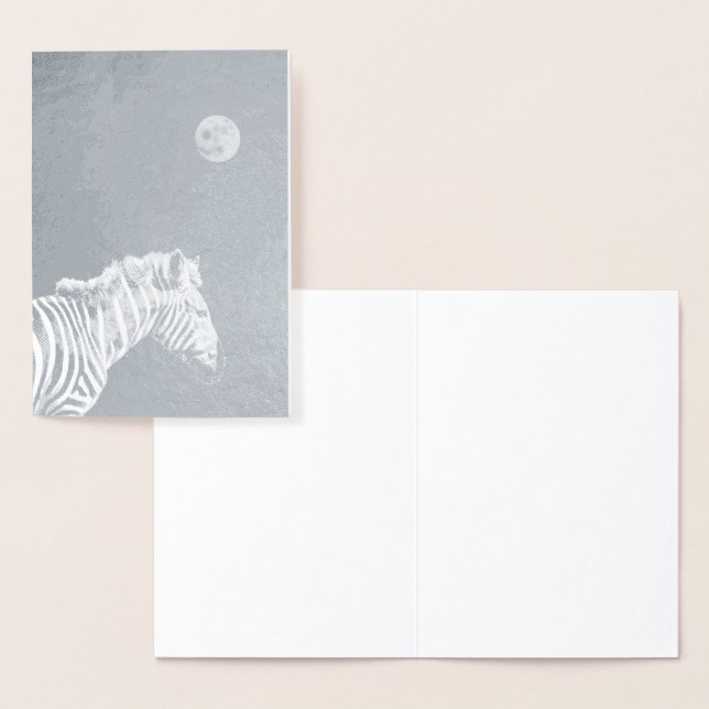 Silver Foil Zebra with Moon Card (Display)