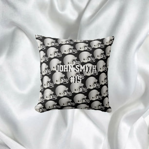 Silver Football Helmet•Custom Throw Pillow