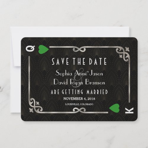 Silver Forest Green Casino Las Vegas Poker Wedding Save The Date