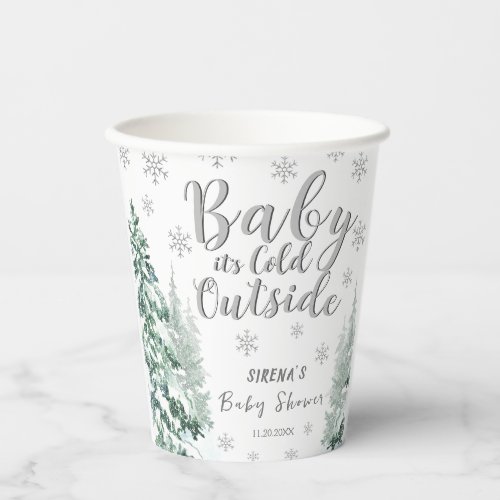 Silver Forest Winter Baby Shower Paper Cup