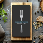 Silver Fork On Dark Gray Business Card at Zazzle