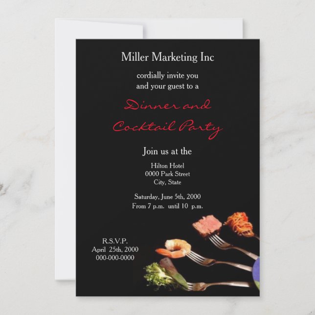 Silver Forks Business Dinner Party Invitation (Front)