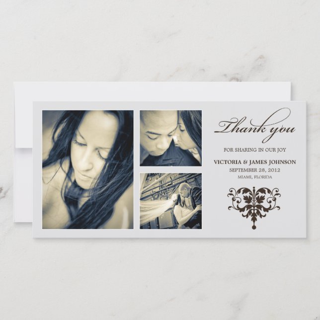 SILVER FORMAL COLLAGE | WEDDING THANK YOU CARD (Front)