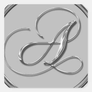 Silver Formal Wedding Monogram A Seal