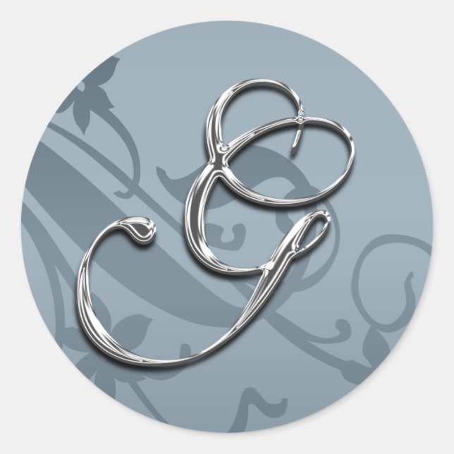 Silver Formal Wedding Monogram G Seal (Front)