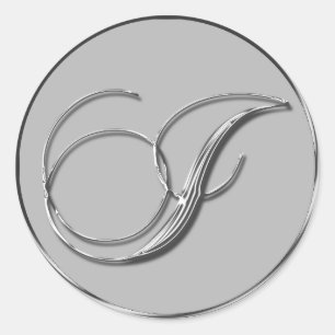 Silver Formal Wedding Monogram J Seal