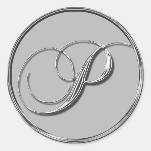 Silver Formal Wedding Monogram P Envelope Seals