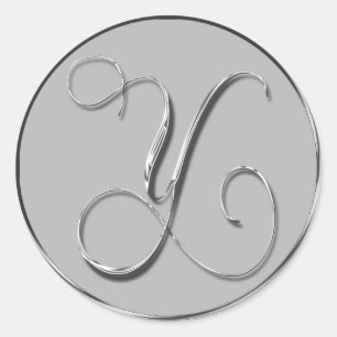 Silver Formal Wedding Monogram Y Seal