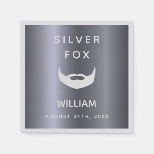 Silver fox birthday beard men guys gray trendy napkins