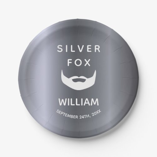Silver fox birthday beard men guys gray trendy paper plates