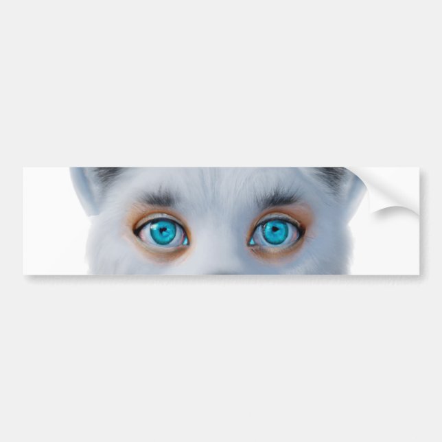 Silver fox blue eyes classic  bumper sticker (Front)