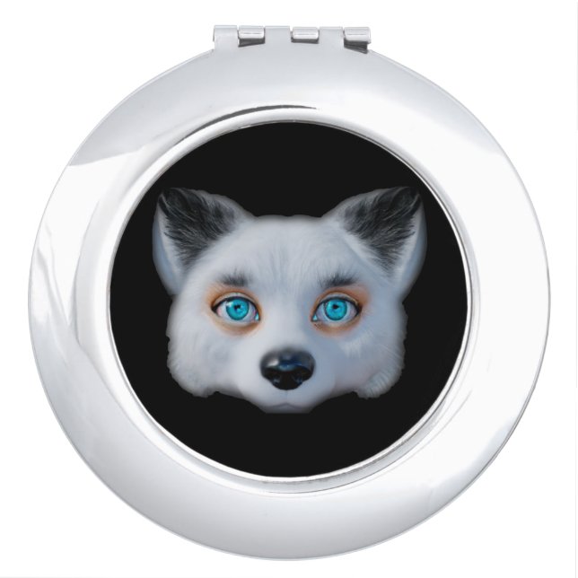 Silver fox blue eyes classic compact mirror (Front)