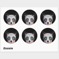 Silver fox blue eyes classic round sticker