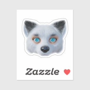 Silver fox blue eyes classic sticker