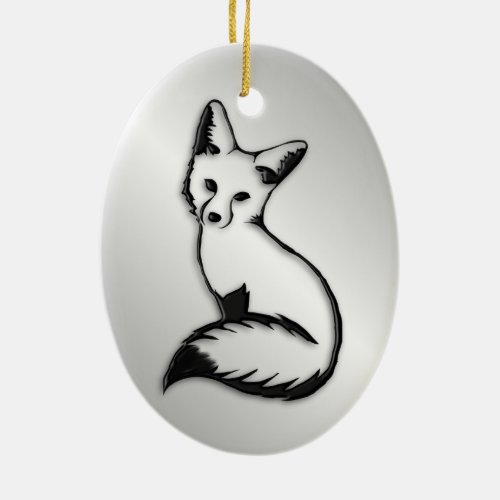 Silver Fox Ceramic Ornament
