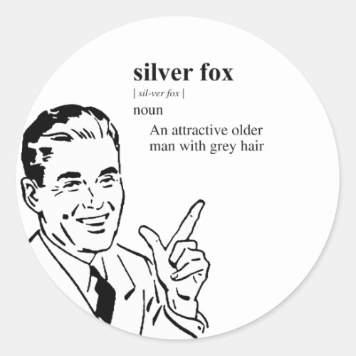 SILVER FOX CLASSIC ROUND STICKER