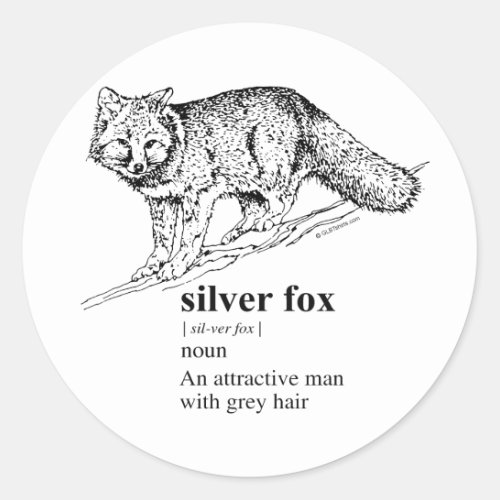 SILVER FOX CLASSIC ROUND STICKER