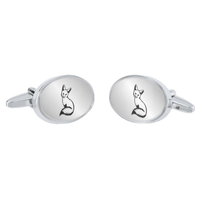 Silver Fox Cufflinks (Angled)