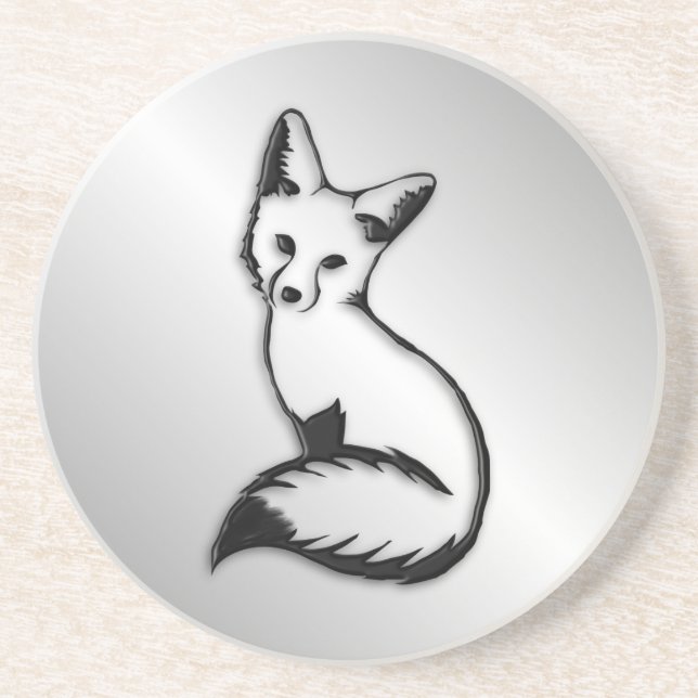 Silver Fox Drink Coaster (Front)