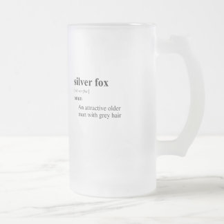 SILVER FOX FROSTED GLASS BEER MUG