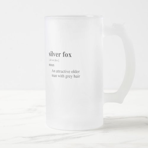 SILVER FOX FROSTED GLASS BEER MUG