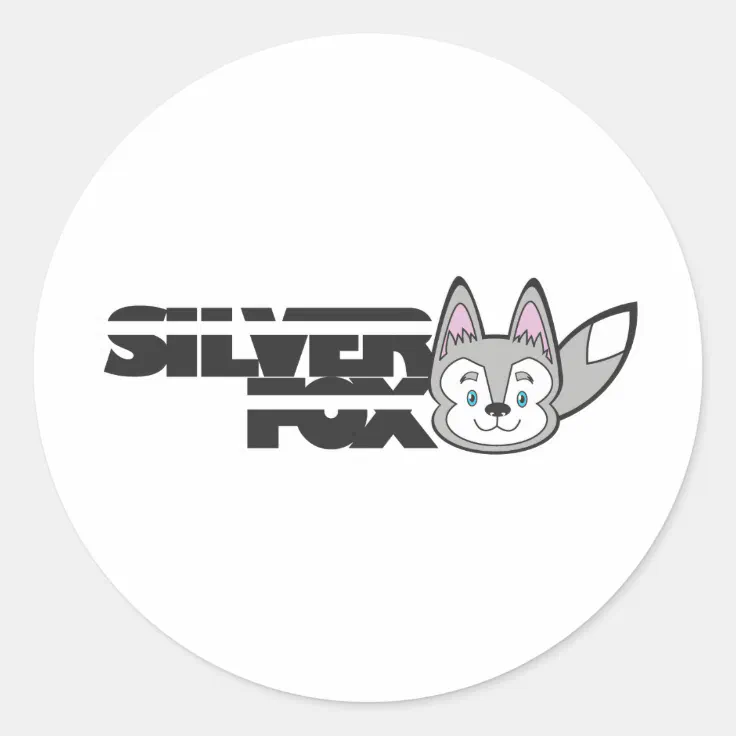Silver fox logo classic round sticker | Zazzle