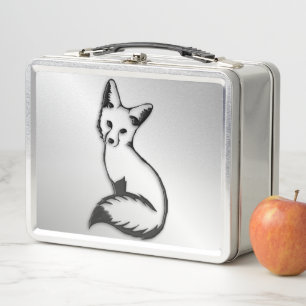 Silver Fox Metal Lunch Box