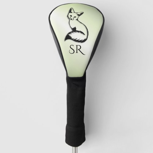 Silver Fox on Green Golf Head Cover