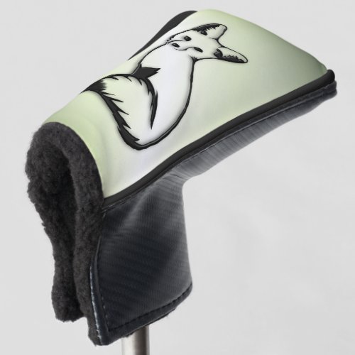 Silver Fox on Green Golf Head Cover