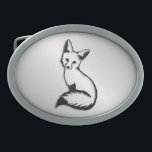 Silver Fox Oval Belt Buckle<br><div class="desc">Cute little fox</div>
