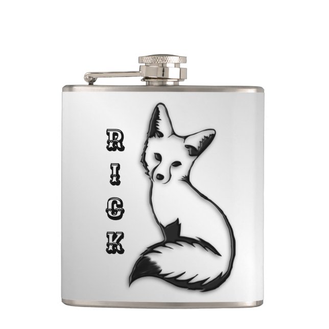 Silver Fox Personalized Flask (Front)